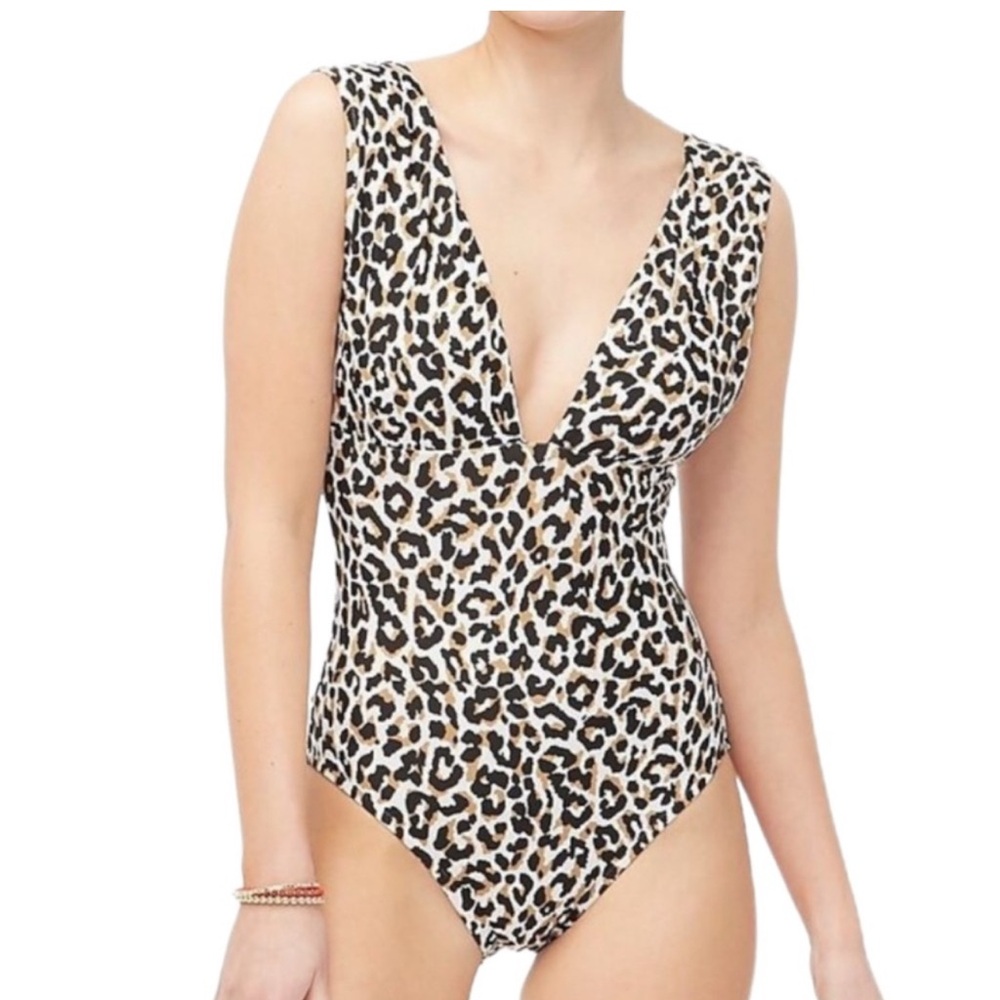 JCrew Leopard Print One Piece Swimsuit, worn once. Size L